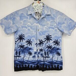Vintage RJC Hawaiian Shirt Mens Large Palm Tree Beach Clouds AOP‎ Multicolor